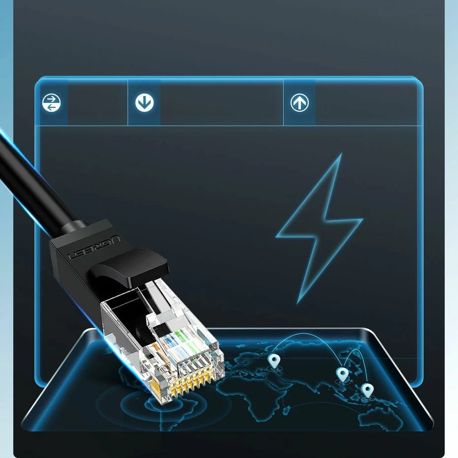 Kabllo Ethernet Ugreen 20166 Cat6 UTP 20 m 1 Gbps, e zezë