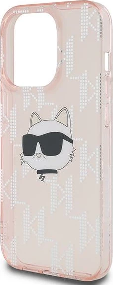 Mbështjellës Karl Lagerfeld IML Choupette Head & Monogram për iPhone 13 Pro Max, rozë