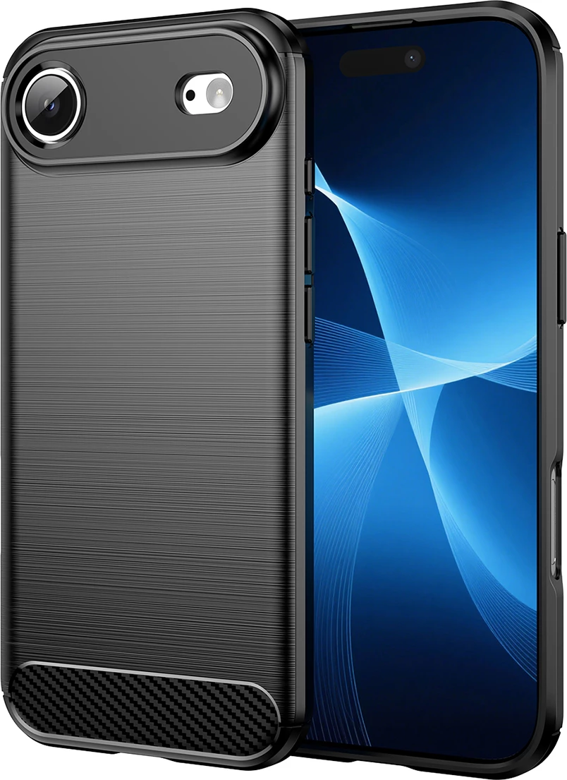 Mbështjellës Hurtel Carbon Case për iPhone 17 Air, TPU, i zi