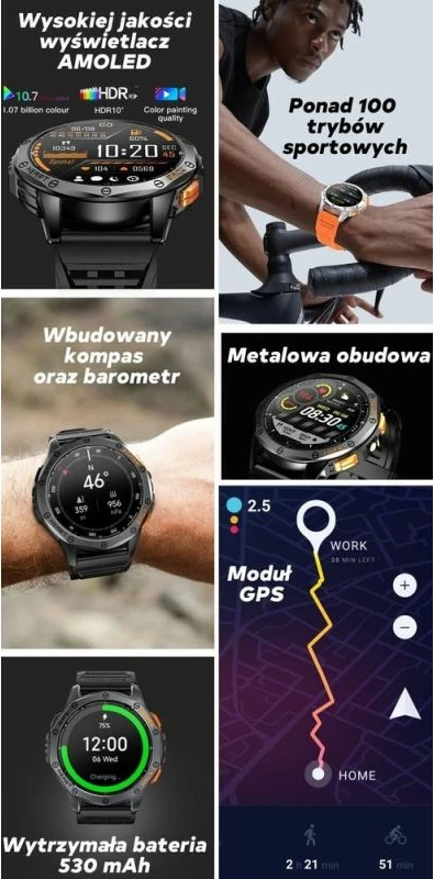 Smartwatch për meshkuj Gravity, e zezë