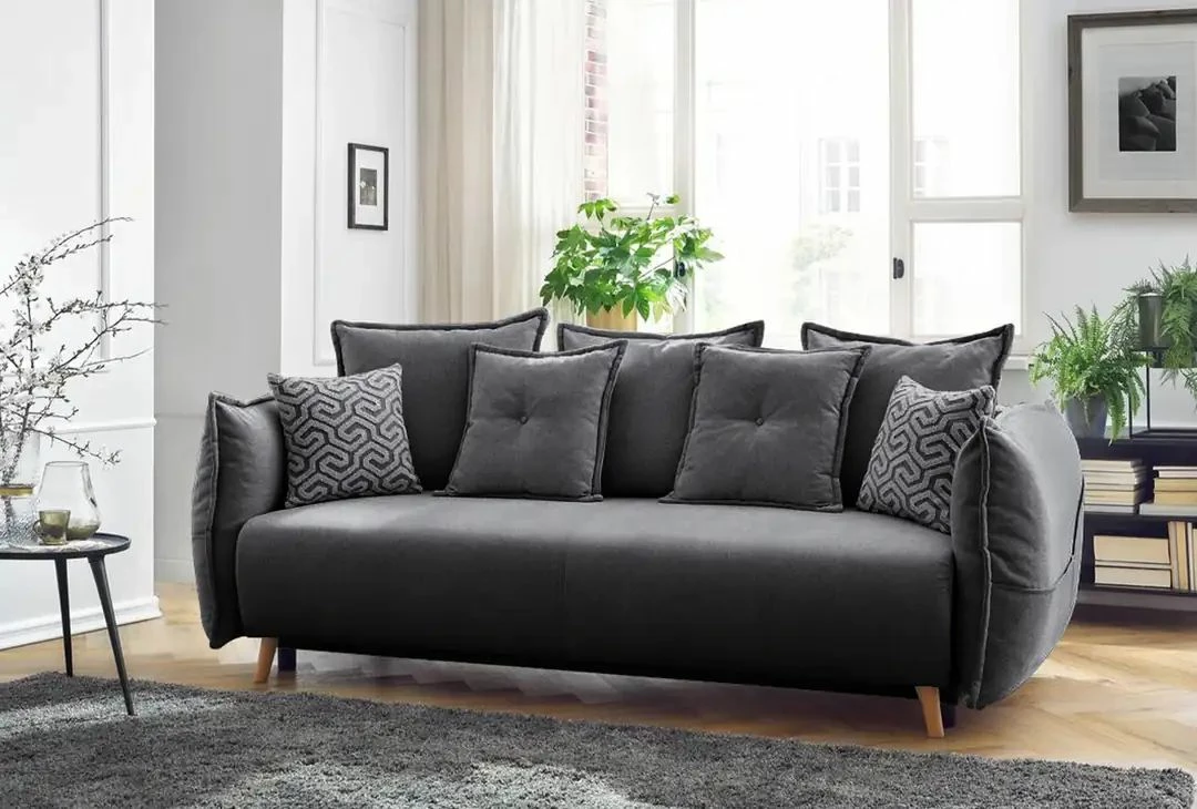 Divan-krevat treshe, Atelier del Sofa, Puffy, antracit
