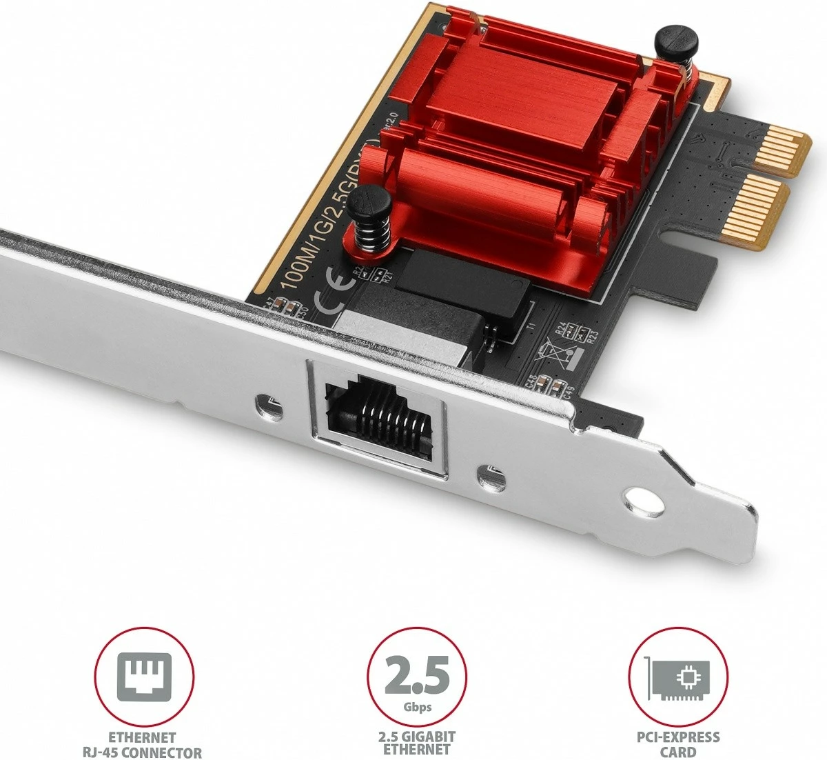Kartë rrjeti AXAGON PCEE-G25, PCIe, 2.5 Gigabit Ethernet, 1x RJ-45, Realtek RTL8125B, me mbajtëse standarde dhe low-profile
