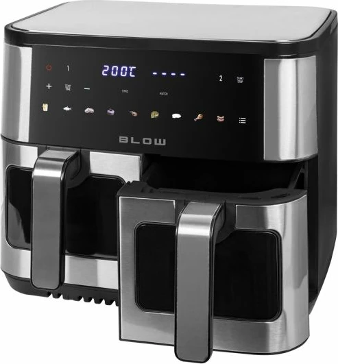 fryer me ajër të nxehtë BLOW 2500W 9L, dy dhoma, e zezë/inoks