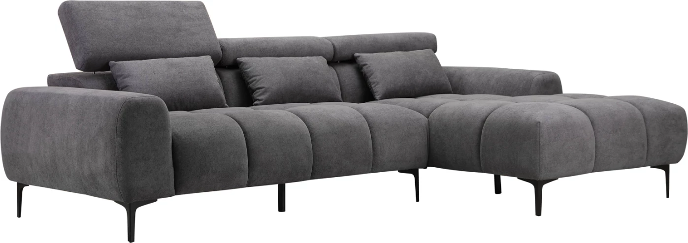 Kënd divan i djathtë DIVYA FH3267.02R prej lëkure sintetike gri 266x104x97Hcm