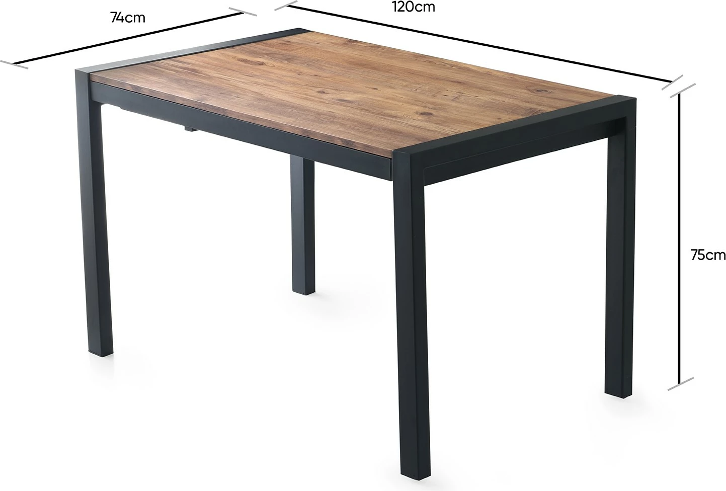 Tavolinë ngrënieje Skye Decor, ngjyrë Atlantic Pine, 120-187x75x74 cm