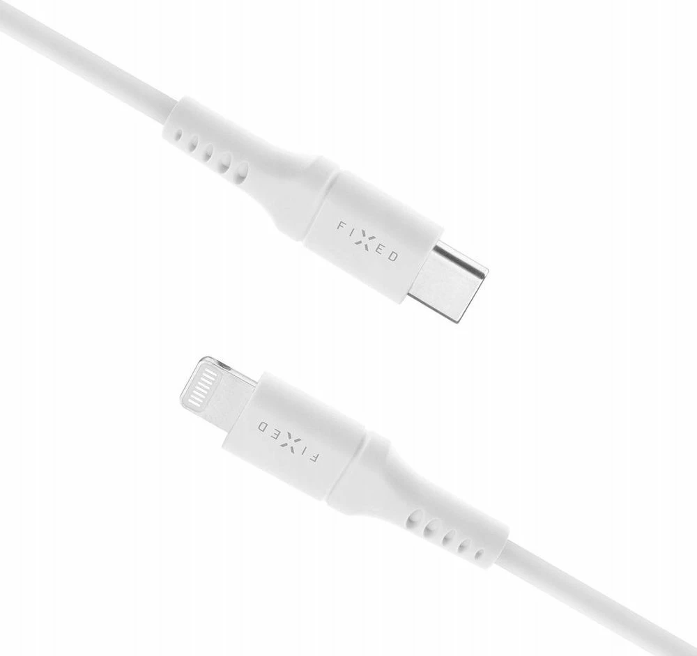 Kabllo USB-C në Lightning Fixed FIXDLS-CL12-WH 1.2m PD 60W MFi, e bardhë, me organizer dhe rrip Velcro