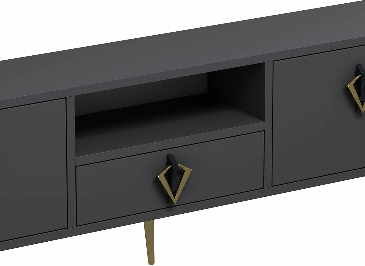 Komodë TV Skye Decor, anthracite, e zezë, e artë, 1311-DROP-32