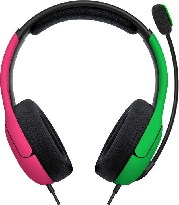 Kufje gaming PDP LVL40 stereo me mikrofon, të lidhura me kabllo, rozë/jeshile