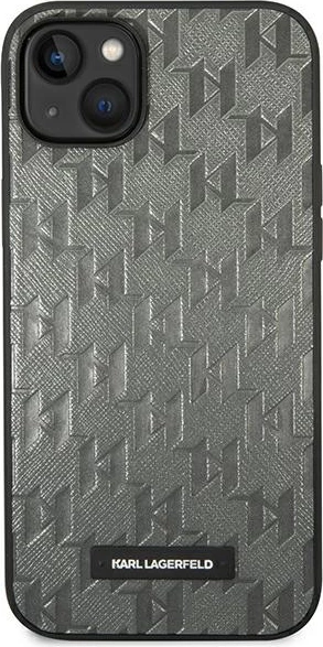Mbështjellës Karl Lagerfeld KLHCP14MSAKLHPG për iPhone 14 Plus 6.7", Saffiano Mono Metal Logo, Gri
