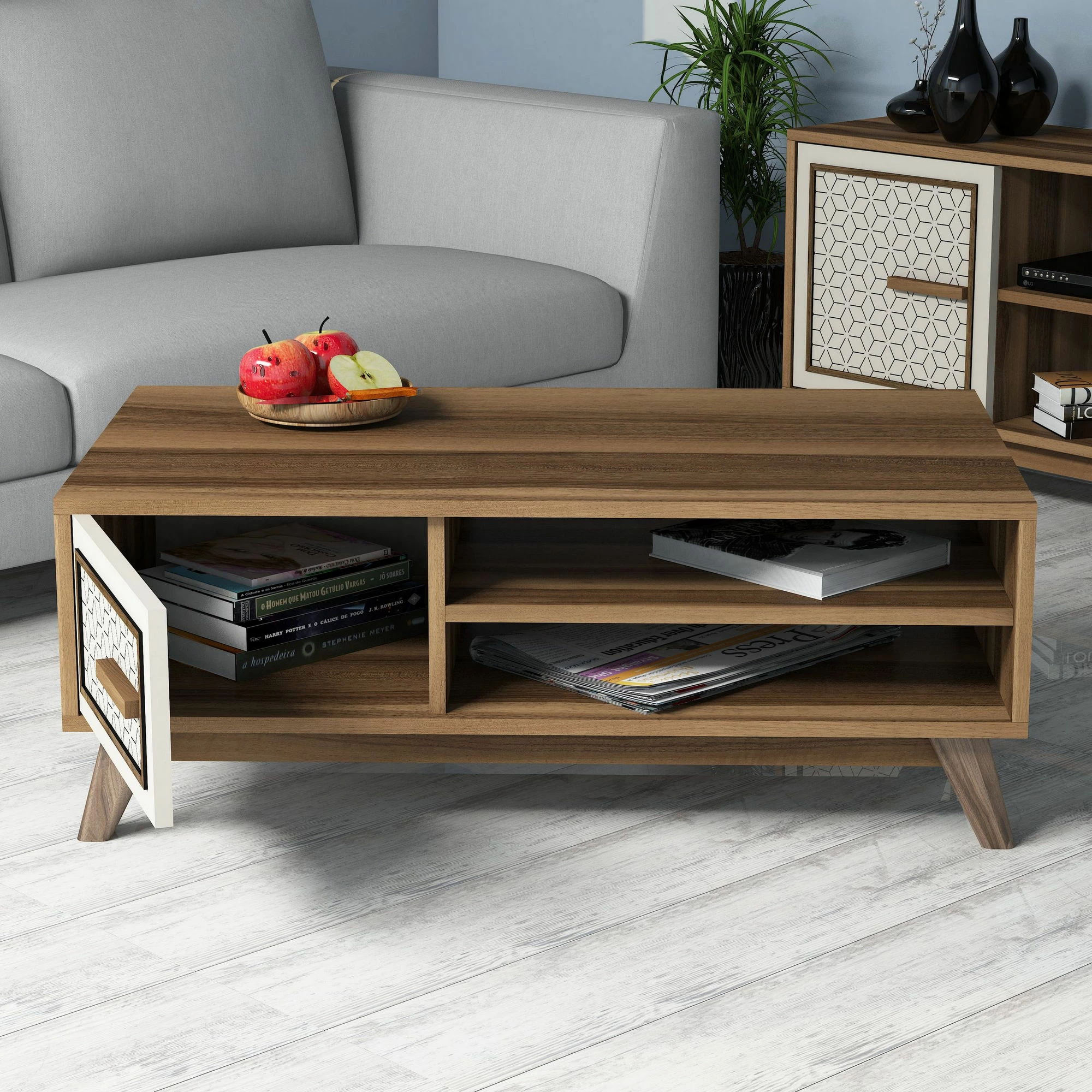 Set mobiljesh për dhomë dite Skye Decor, Ayla, ngjyrë arre dhe krem