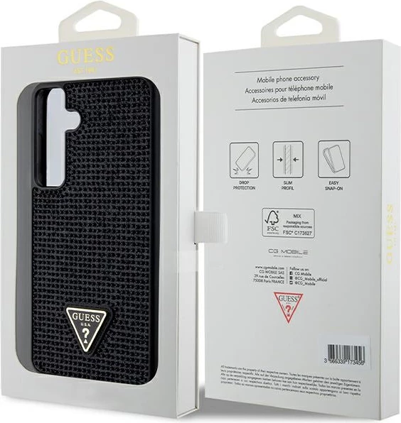 Mbështjellës Guess Rhinestone Triangle për Samsung Galaxy S24+, i zi