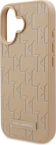 Mbështjellës Karl Lagerfeld Hot Stamp MagSafe për iPhone 16, Bezhe
