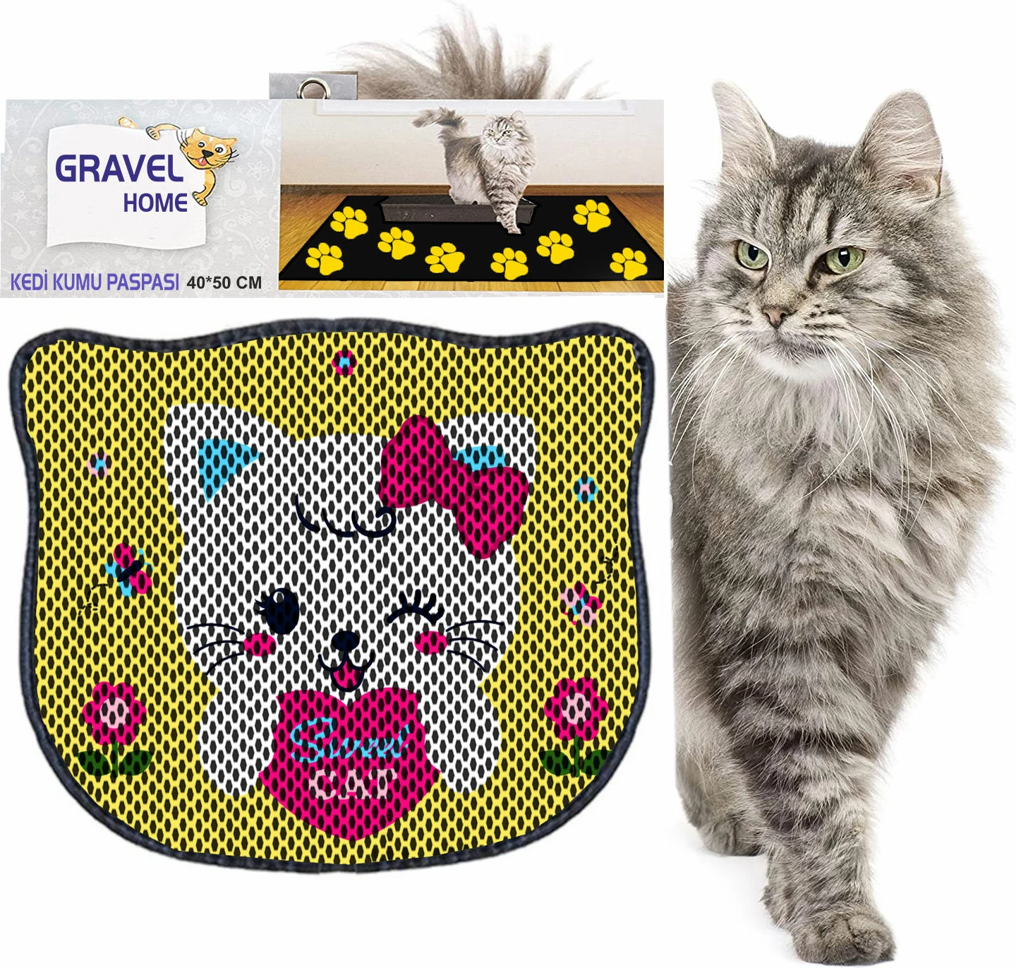 Tapet për rërë mace, shumëngjyrësh, Paws & Whiskers, Kdkafa0063, 40x50cm