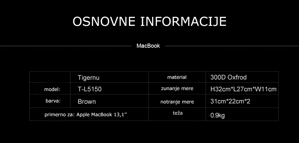 Çantë për laptop Tigernu Vega 13.1\", rezistente ndaj ujit, me rrip shpatulle, kafe