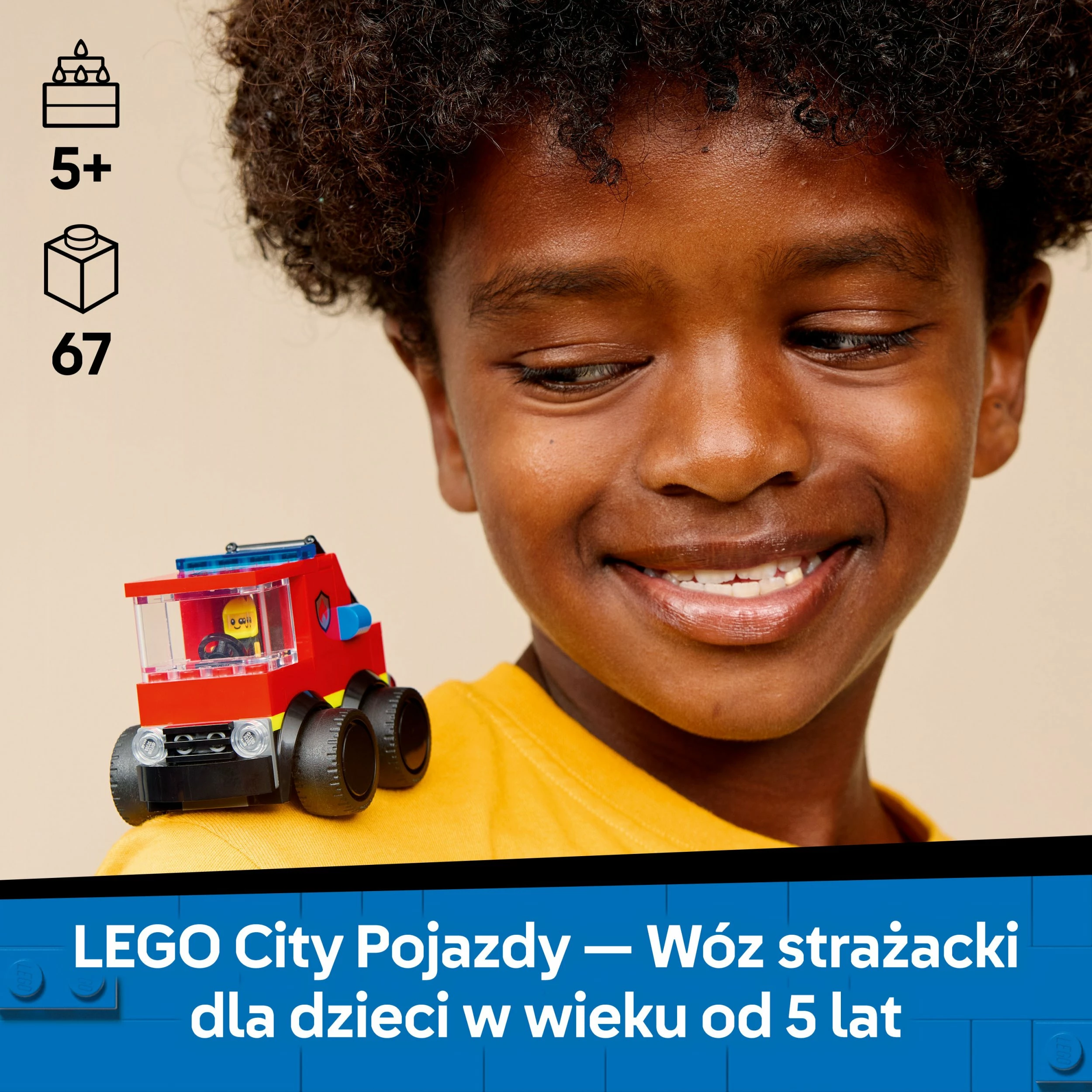 Set LEGO City Rides, Fire Truck 60482, 67 copë, për 5+ vjeç, e kuqe