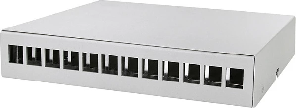 Kuti konsolidimi LogiLink, 12 porta RJ45, montim tavolinë/mur/rail, gri