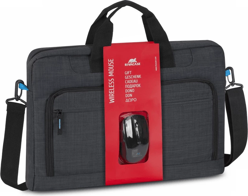 Çantë laptopi RIVACASE 8058 17.3" me Maus pa kabllo, e zezë (bundle)