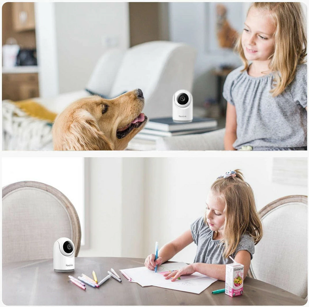 Kamerë sigurie IP Reolink E Series E321, Wi-Fi, Pan/Tilt, Auto-Tracking, Audio 2-drejtimëshe, MicroSD, e bardhë