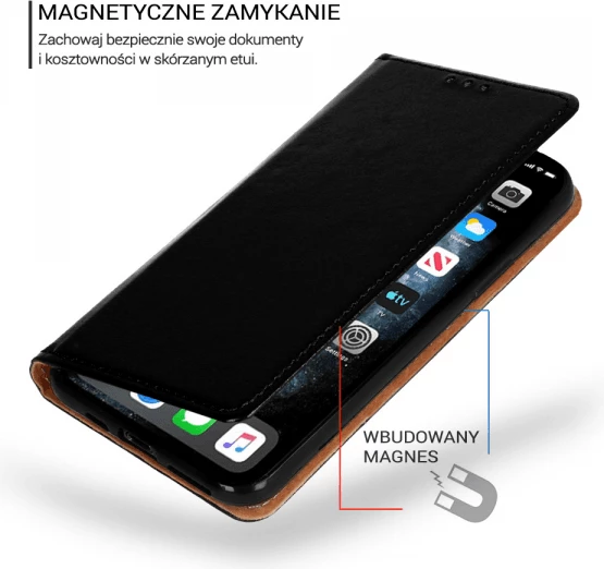 Mbështjellës flip lëkure ONASI Havana Premium 24438 për Samsung Galaxy S26 Ultra 5G, i zi
