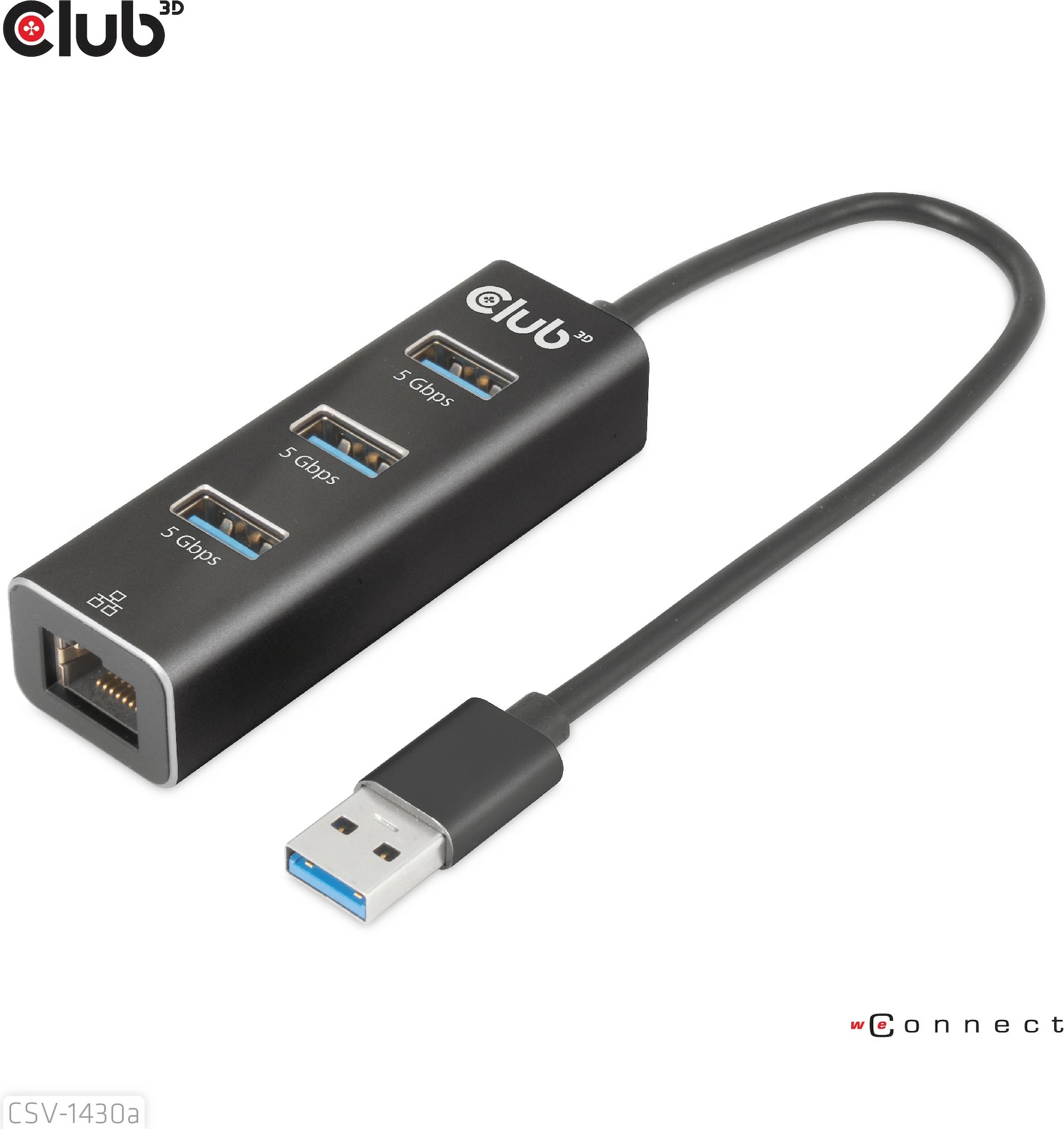Adapter USB Club3D 3x USB 3.2 Type-A me LAN, i zi