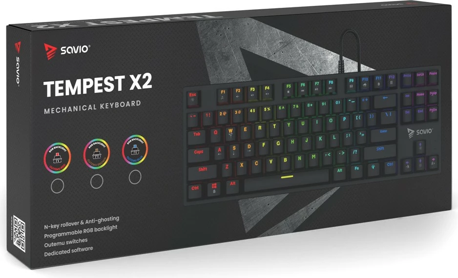 Kasë mekanike Savio Tempest X2 Outemu Brown, RGB, e zezë