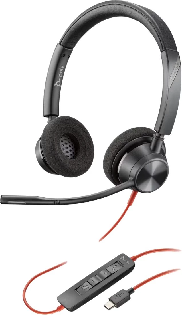Poly Blackwire 3320 – USB-A Stereo Headset, Noise-Canceling (8X219AA), Black