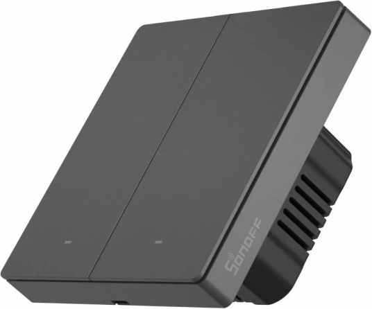 Switch i mençur muri Wi‑Fi SONOFF M5-2C-86, 2 kanale, standard EU 86, gri e errët