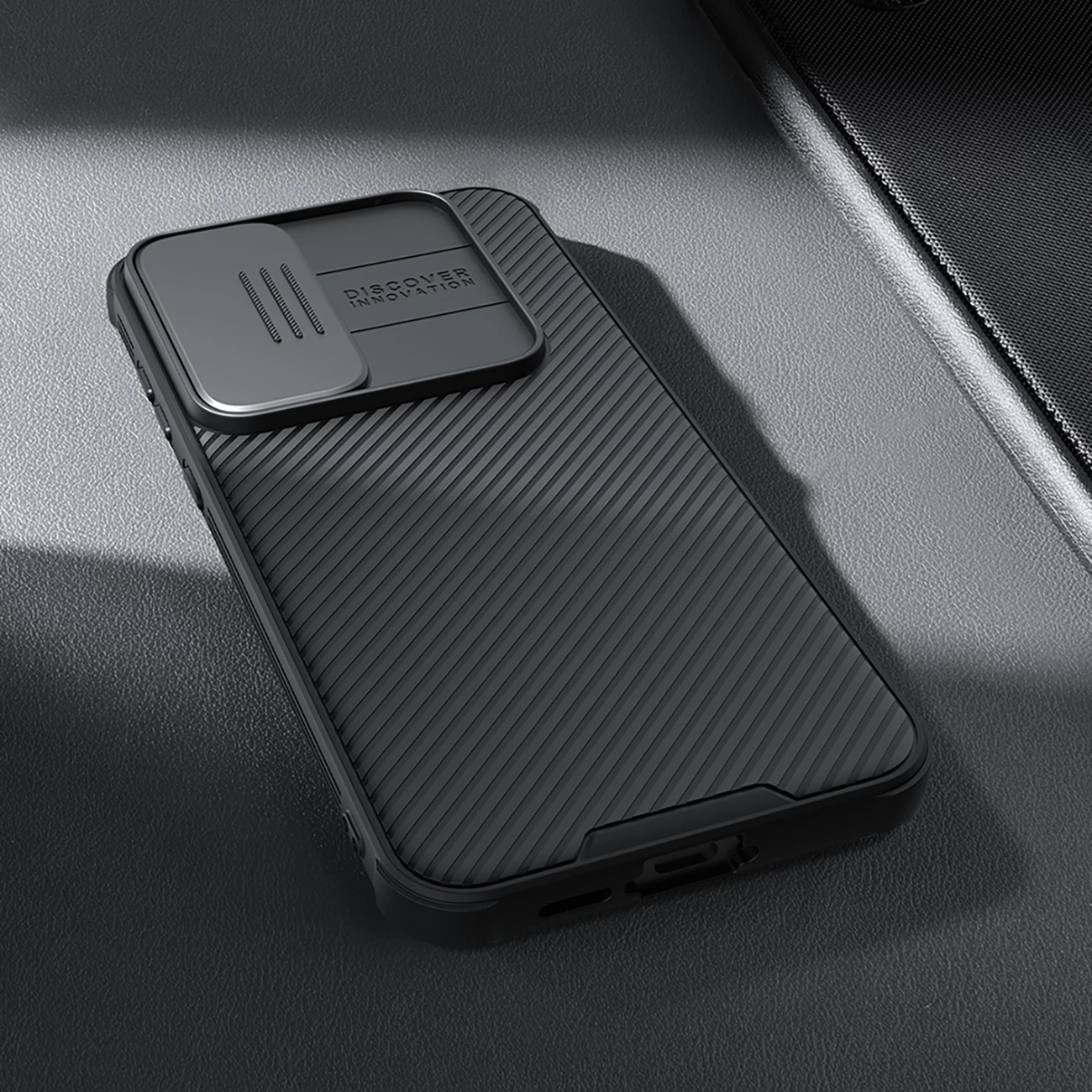 Mbështjellës Nillkin CamShield Pro për Samsung Galaxy A55, me mbulesë kamere, zi