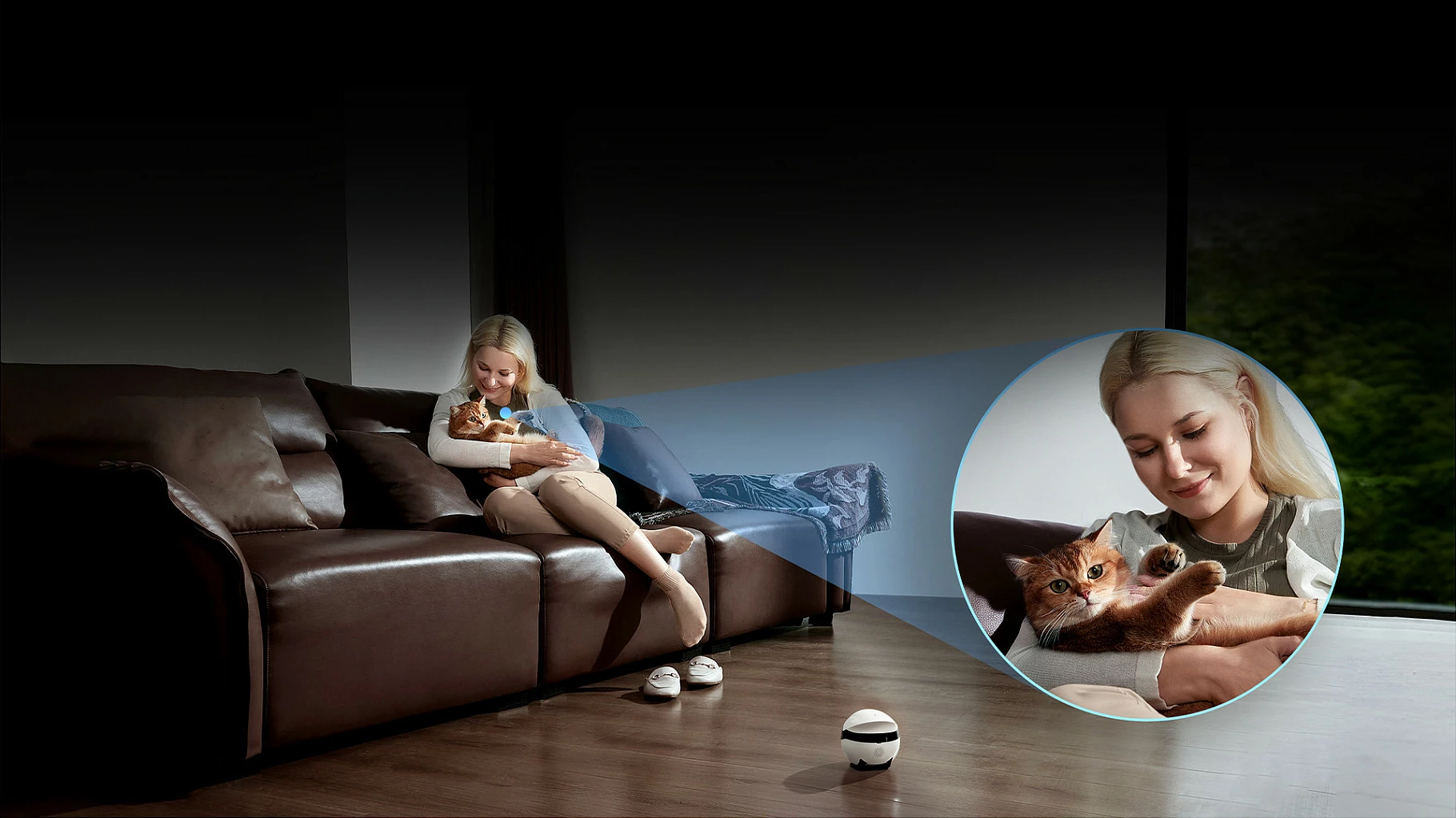 Robot për kafshë Enabot EBO Air 2 Plus, Kamera 3K, Wi‑Fi 5GHz, Night Vision, 5000mAh, bardh/zi