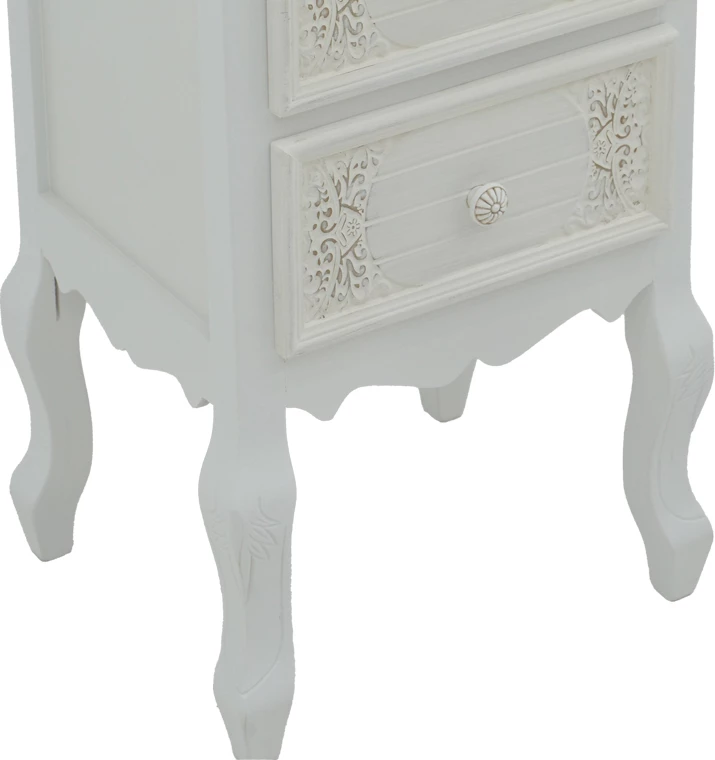 Komodinë Pazlen Inart, ngjyrë e bardhë antike, MDF, 40x45x65cm