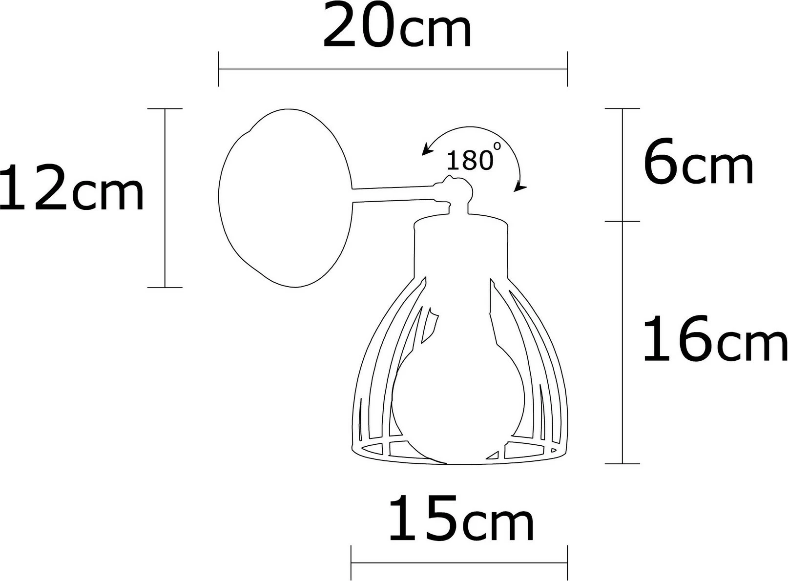 Llambë muri Opviq, Kemah - N-1238, metal, ngjyrë e zezë dhe bronzi