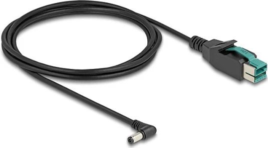 Kabllo PoweredUSB DeLOCK 12V në DC 5.5x2.1mm (me kënd), 2m, e zezë
