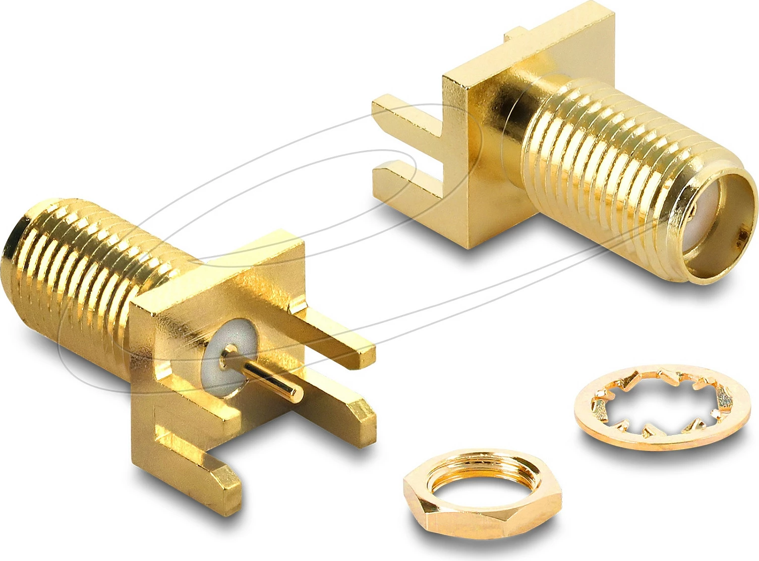 Konektor SMA femër DeLOCK 67412, edge-mount PCB 1.7mm, gold