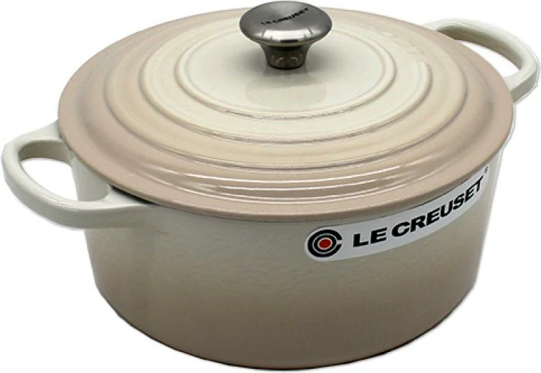 Kaserolë rrethore gize të emaluar Le Creuset Signature 22 cm, Meringue krem