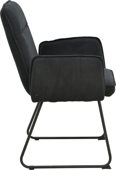 Karrige me krah Essential, set prej 4 copash, stof i zi, këmbë metalike të zeza, 55.5x59x89cm