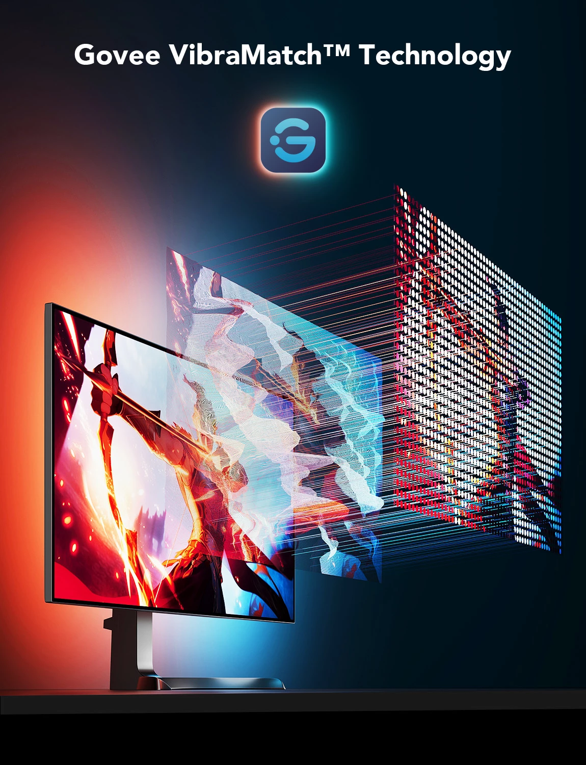 Shirit LED gaming Govee G1 H6609 për monitor 24-26\", RGBIC, Wi‑Fi + Bluetooth