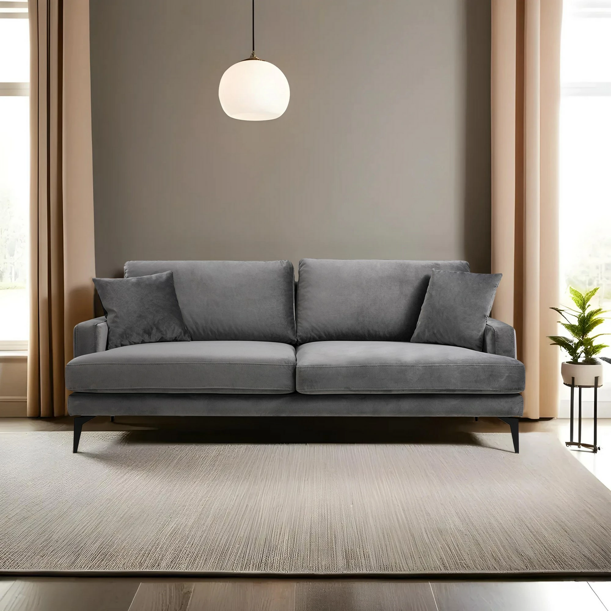 Divan treshe, ngjyrë gri, Atelier del Sofa, Papira 3 vendesh
