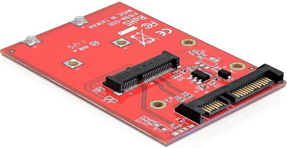 Adapter konvertues DeLOCK 61892, mSATA në SATA 22-pin, formë 2.5", i kuq