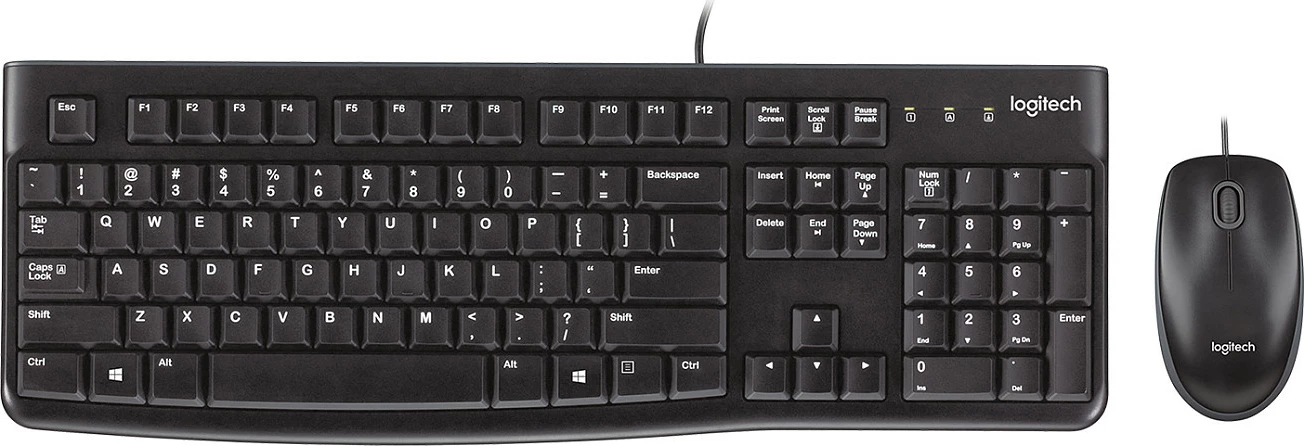 Set tastierë dhe maus Logitech DESKTOP MK120, me kabllo, zi