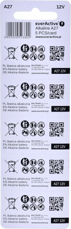 Bateri alkaline everActive 27A 12V, 5 copë