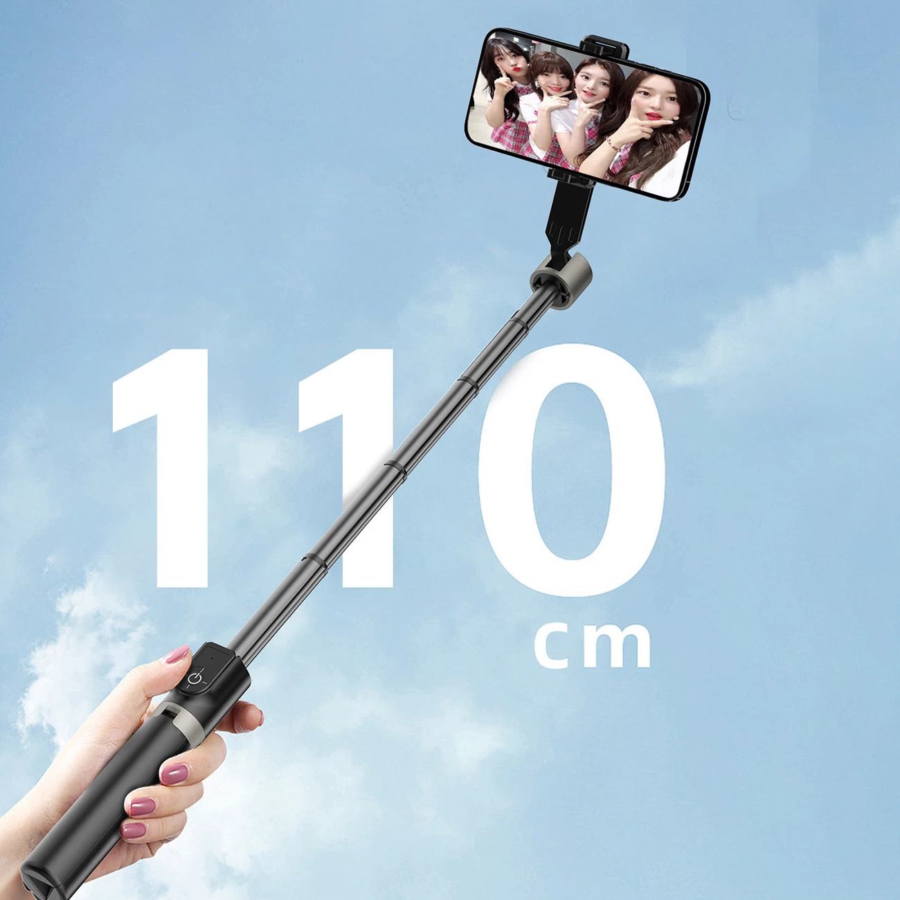 Shkop selfie Dudao F18 1.1 m me tripod dhe telekomandë Bluetooth, i zi