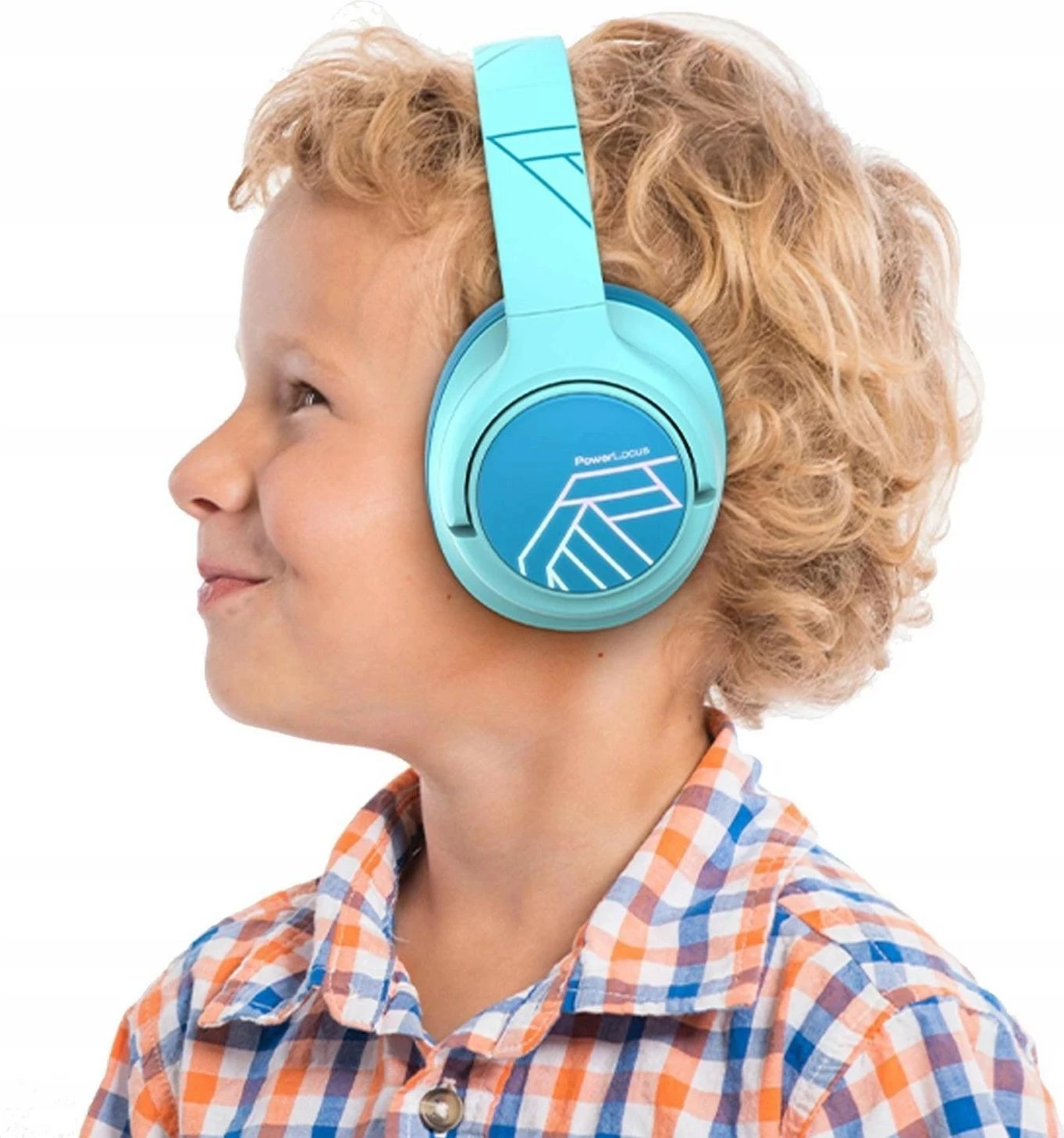 Kufje pa tela PowerLocus Bobo Kids, Bluetooth 5.3, LED, AUX 3.5mm, blu