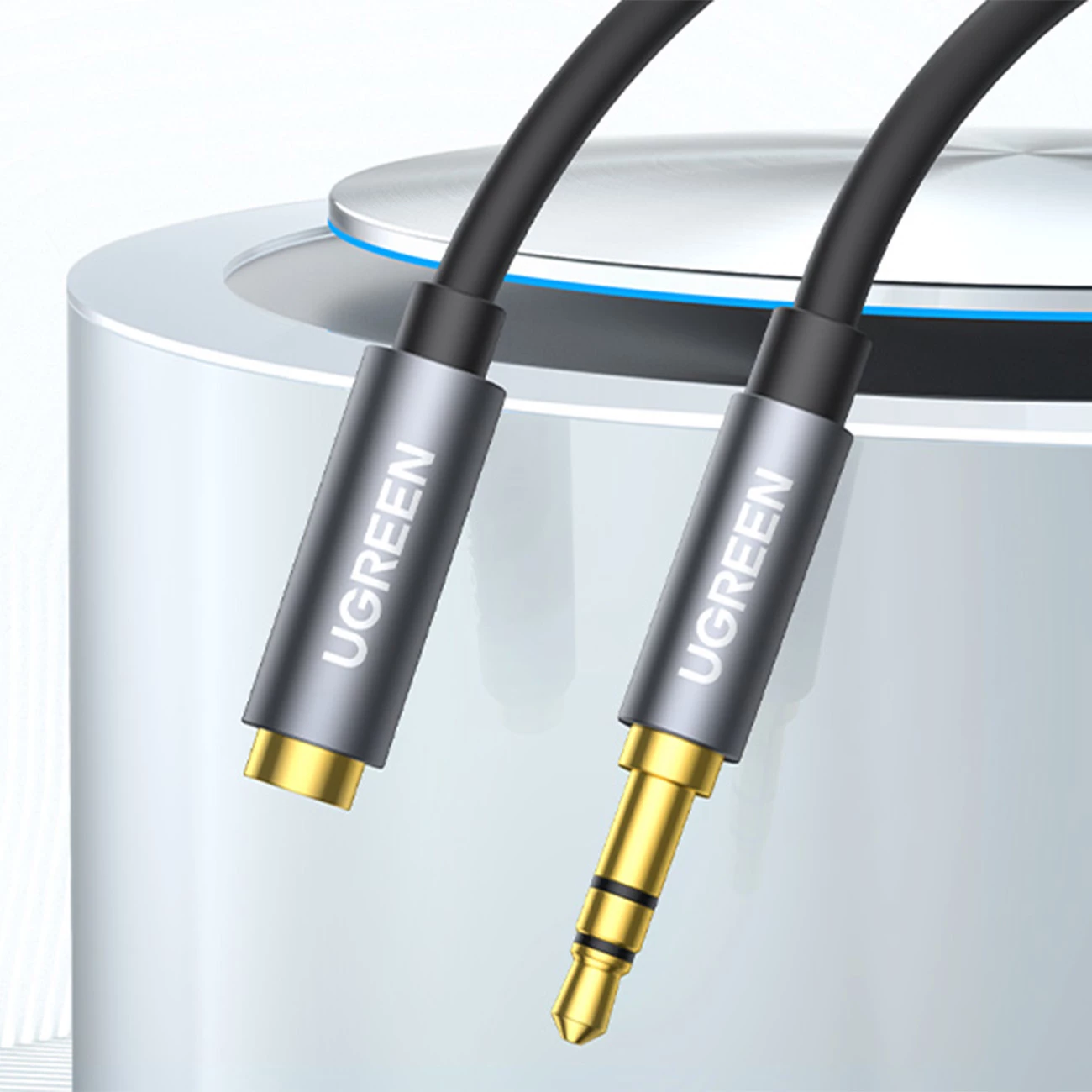 Kabllo audio zgjatues Ugreen AV118 10592, mini jack 3.5 mm mashkull/femër, 1m, argjendtë