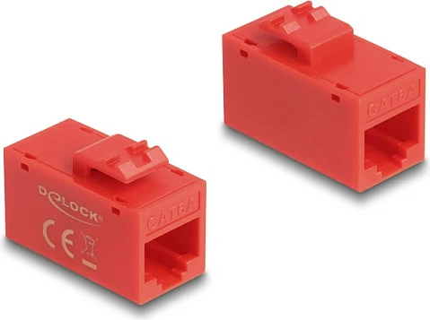 Keystone modul DeLOCK RJ45 femër-femër Cat6a UTP, i kuq
