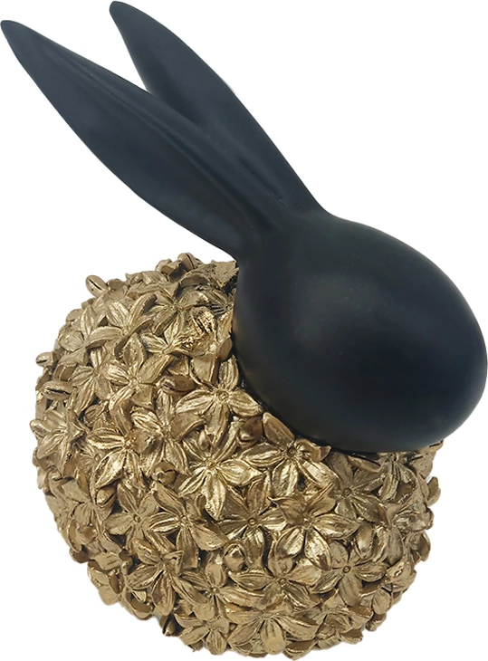 Dekor lepur BLOOM, polirezine, ngjyrë ari e zezë, 12x9x14cm