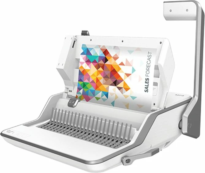 Makinë lidhëse dokumentesh Fellowes Lyra 3-në-1 5603101, krehër plastik 300 fletë, shpuarje 20 fletë, krehër deri 38 mm, manuale, gri/bardhë, set 1000 kapëse