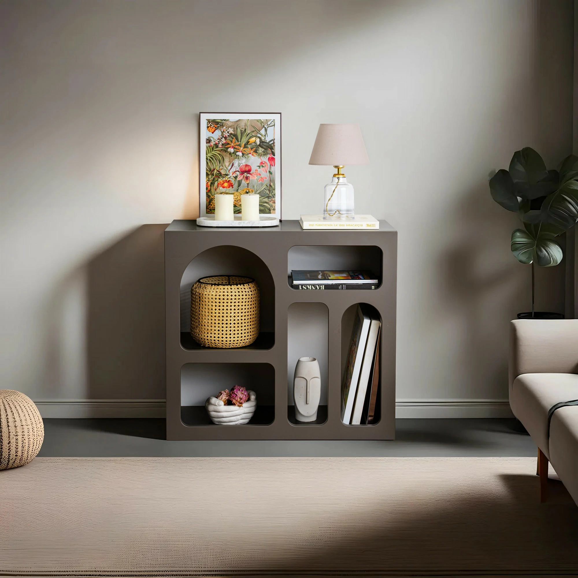 Konsolë Skye Decor, ngjyrë antracit, Lessa