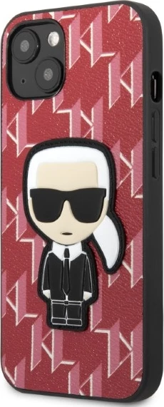 Mbështjellës Karl Lagerfeld KLHCP13SPMNIKPI për iPhone 13 mini 5.4", hardcase, Monogram Ikonik Patch, Kuq