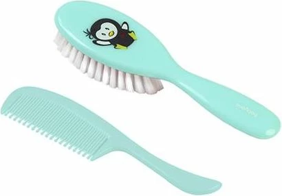 Set furçë dhe krehër BabyOno 569, super soft 0.1 mm, 2 copë, e verdhë e çelët