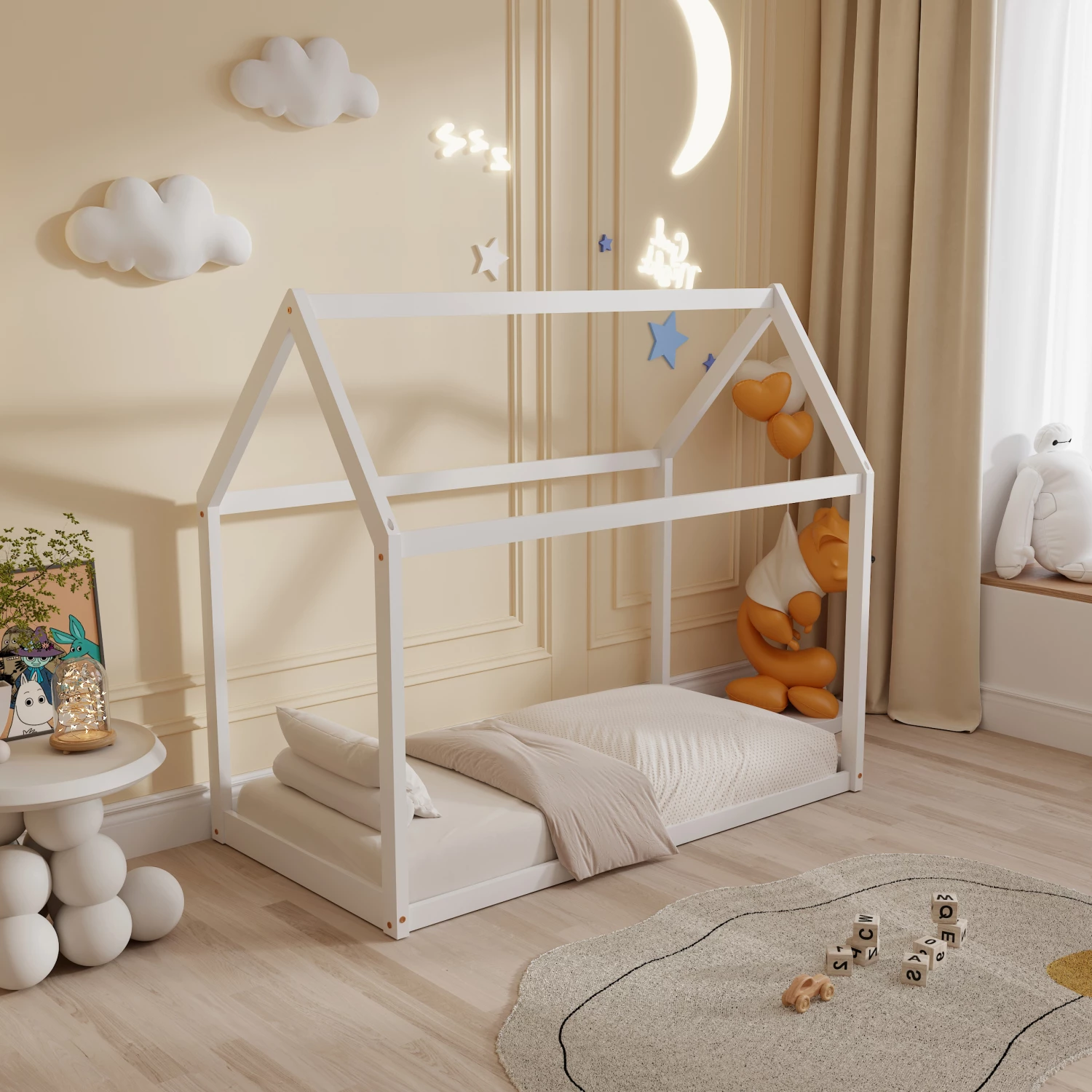 Krevat për fëmijë PEPE FH677.03 t.MONTESSORI dru pishe i bardhë - 190x90cm